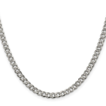 24 Inch Sterling Silver 4.5mm Pav Curb Chain Necklace