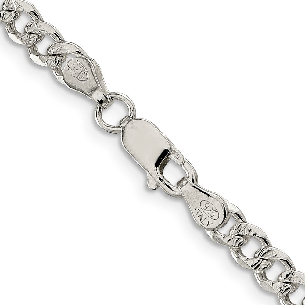24 Inch Sterling Silver 4.5mm Pav Curb Chain Necklace