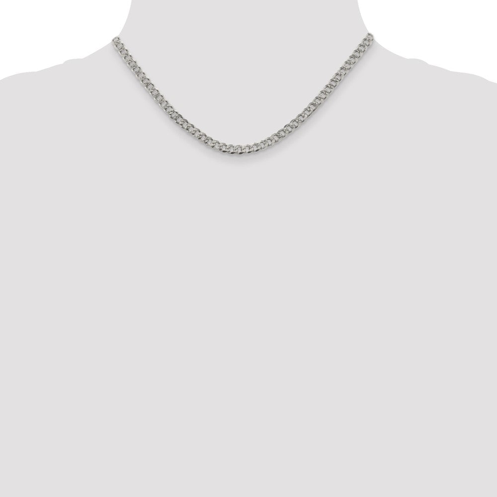 16 Inch Sterling Silver 4.5mm Pav Curb Chain Necklace