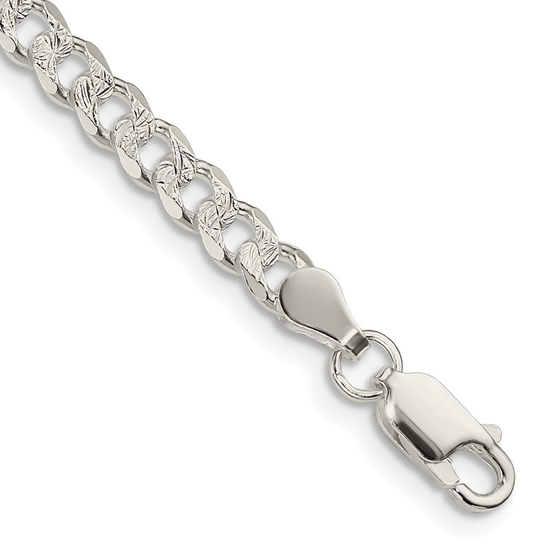 8 Inch Sterling Silver 4.5mm Pav Curb Chain Bracelet