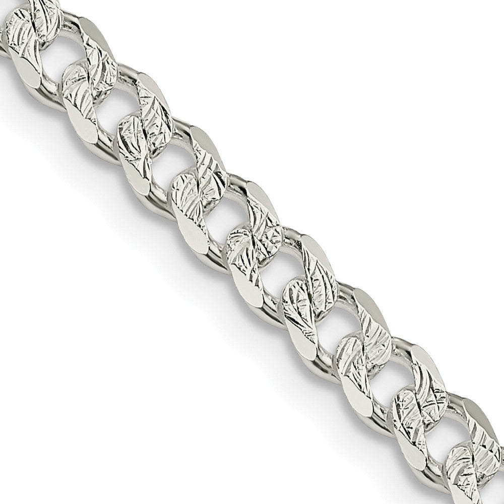 30 Inch Sterling Silver 4.5mm Pave Curb Chain Necklace