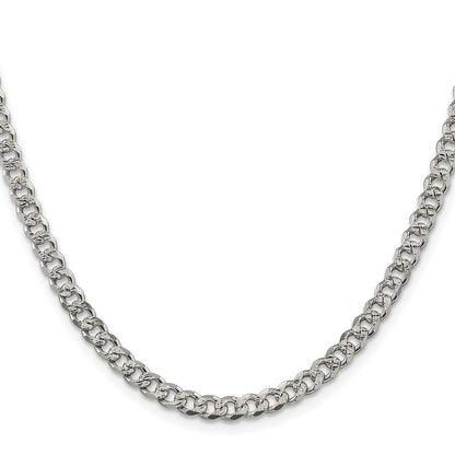 Sterling Silver Rhodium-Plated 4.5mm Pavé Curb Chain