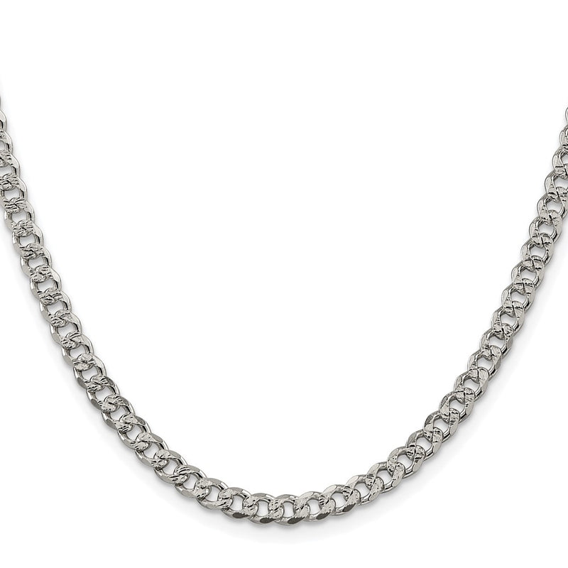 Sterling Silver Rhodium-Plated 4.5mm Pavé Curb Chain