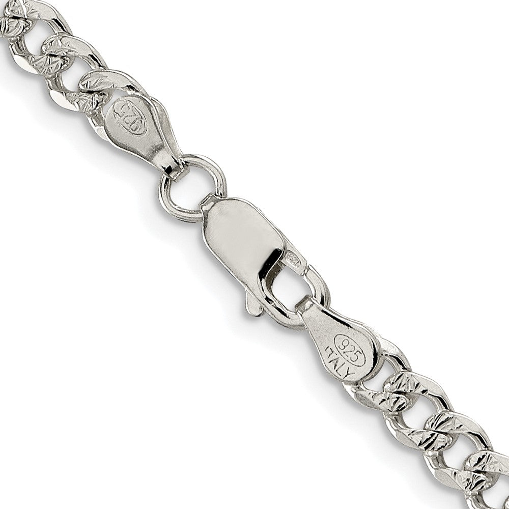 Sterling Silver Rhodium-Plated 4.5mm Pavé Curb Chain