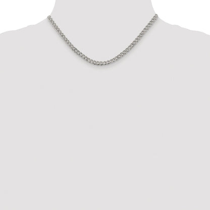 Sterling Silver Rhodium-Plated 4.5mm Pavé Curb Chain