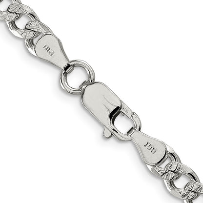 30 Inch Sterling Silver 5.5mm Pave Curb Chain Necklace