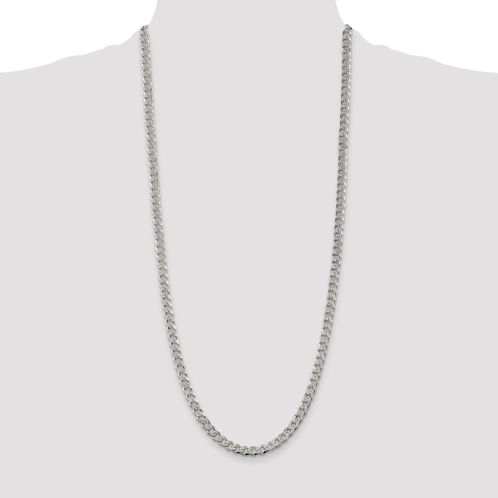 30 Inch Sterling Silver 5.5mm Pave Curb Chain Necklace