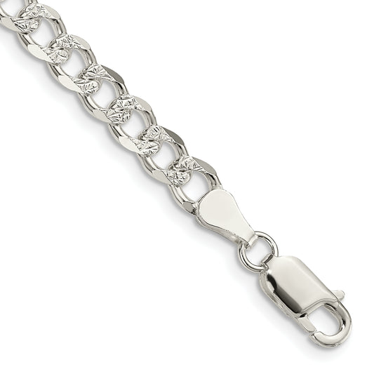 7 Inch Sterling Silver 5.5mm Pav Curb Chain