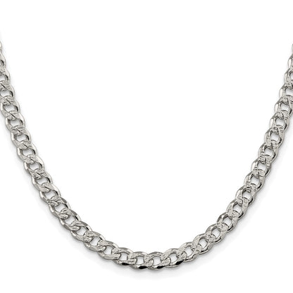 Sterling Silver Rhodium-Plated 5.5mm Pavé Curb Chain