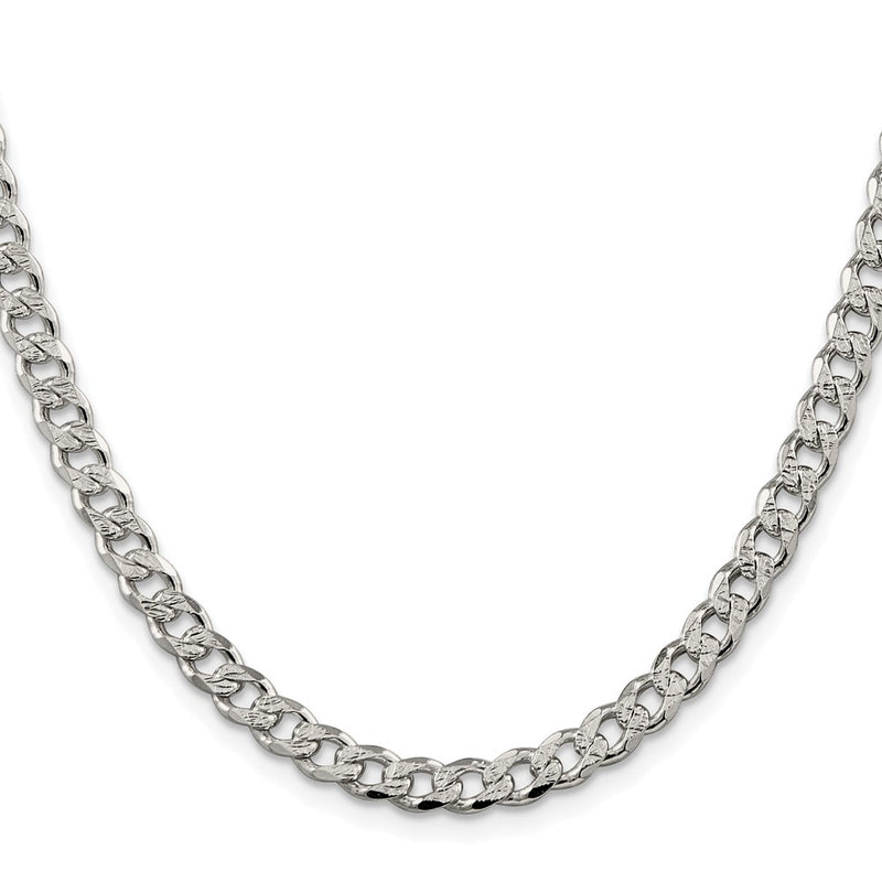 Sterling Silver Rhodium-Plated 5.5mm Pavé Curb Chain