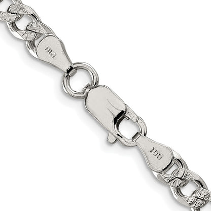 Sterling Silver Rhodium-Plated 5.5mm Pavé Curb Chain