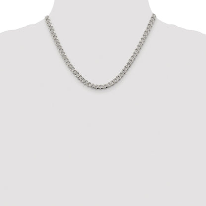Sterling Silver Rhodium-Plated 5.5mm Pavé Curb Chain