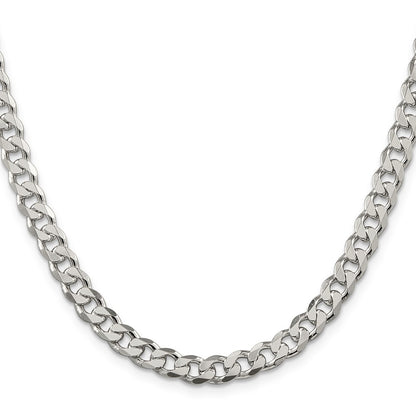 26 Inch Sterling Silver 7mm Pav Curb Chain Necklace
