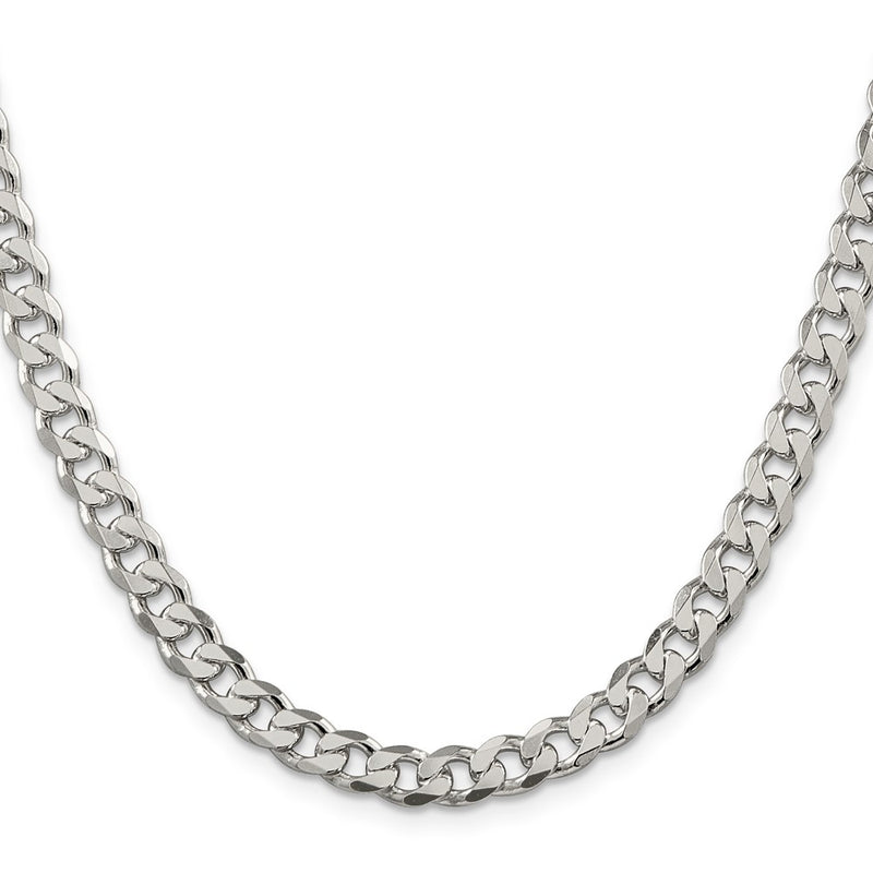 26 Inch Sterling Silver 7mm Pav Curb Chain Necklace