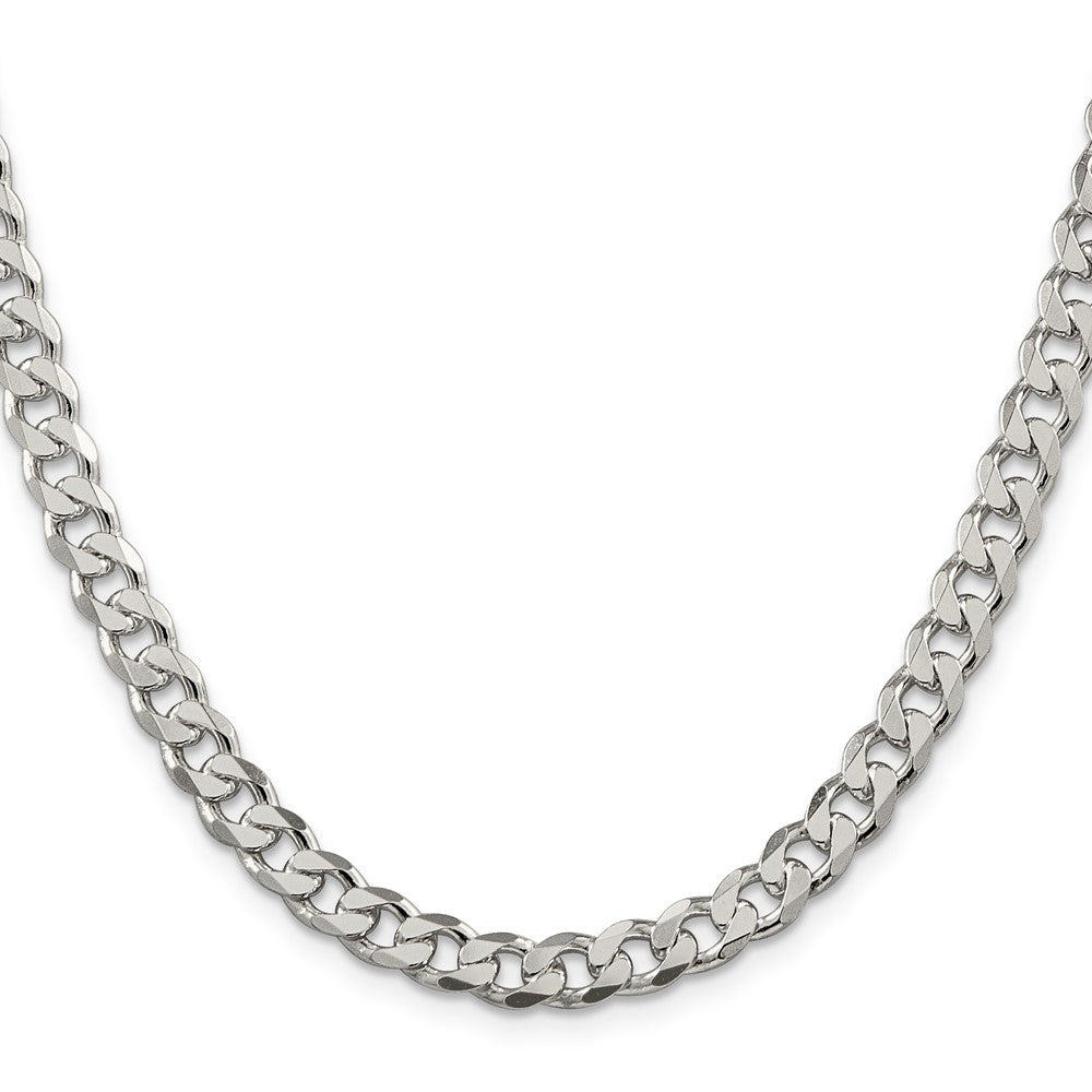 20 Inch Sterling Silver 7mm Pav Curb Chain Necklace