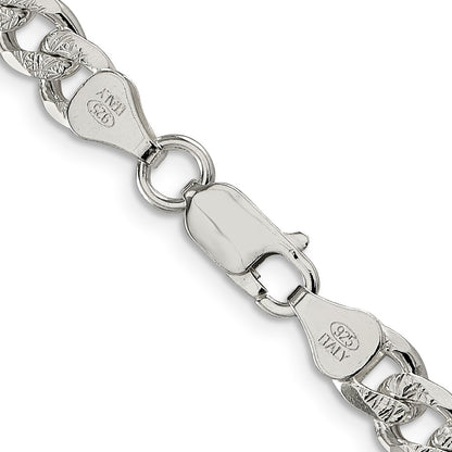26 Inch Sterling Silver 7mm Pav Curb Chain Necklace