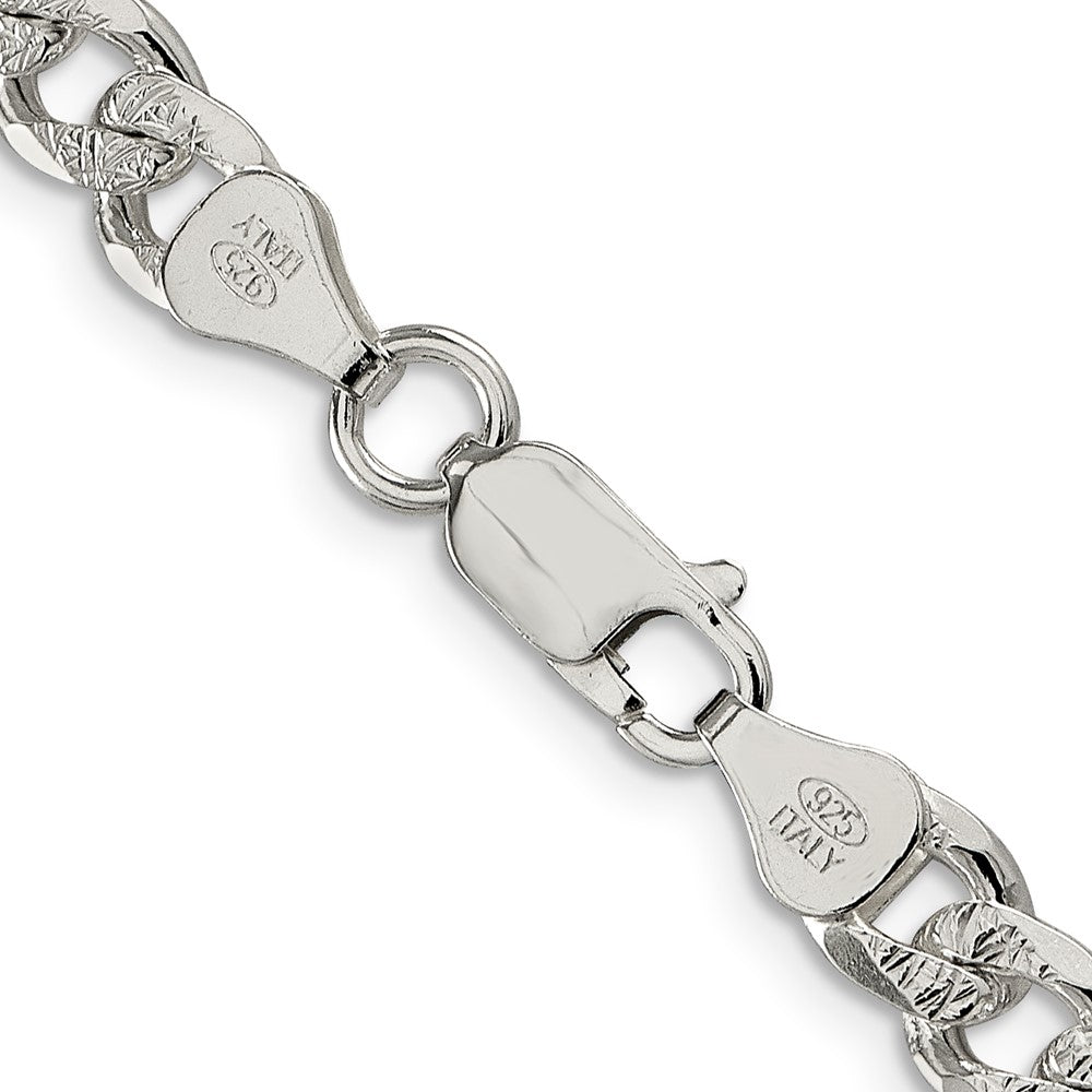 20 Inch Sterling Silver 7mm Pav Curb Chain Necklace