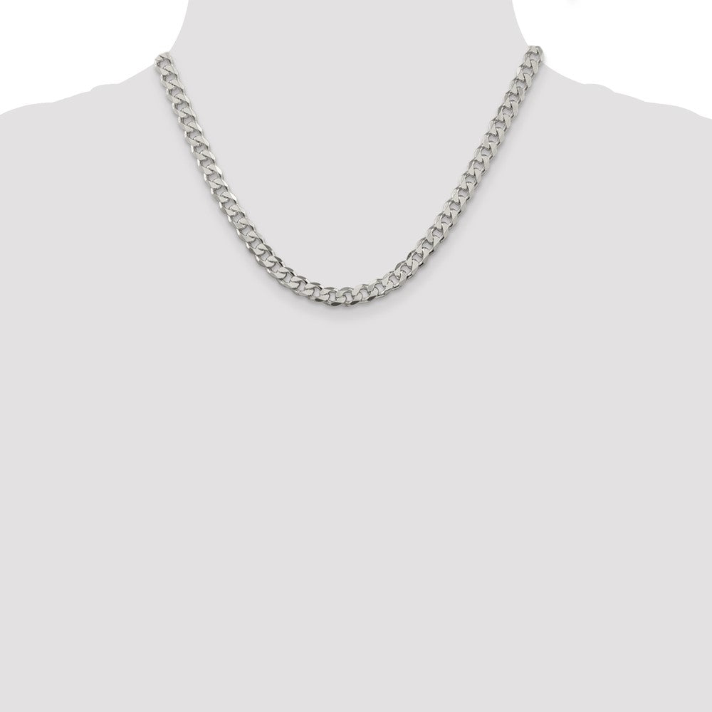 18 Inch Sterling Silver 7mm Pav Curb Chain Necklace