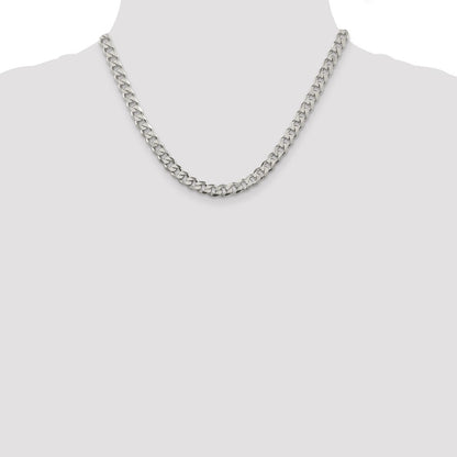 18 Inch Sterling Silver 7mm Pav Curb Chain Necklace