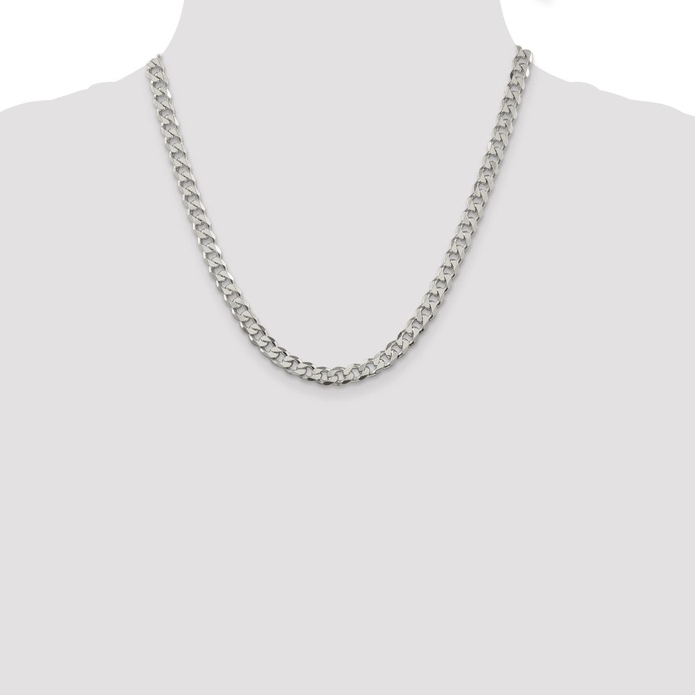20 Inch Sterling Silver 7mm Pav Curb Chain Necklace