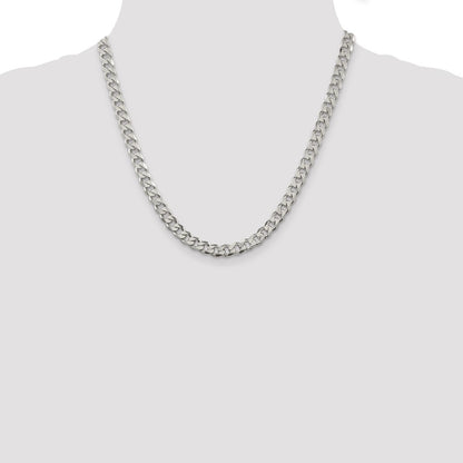 20 Inch Sterling Silver 7mm Pav Curb Chain Necklace