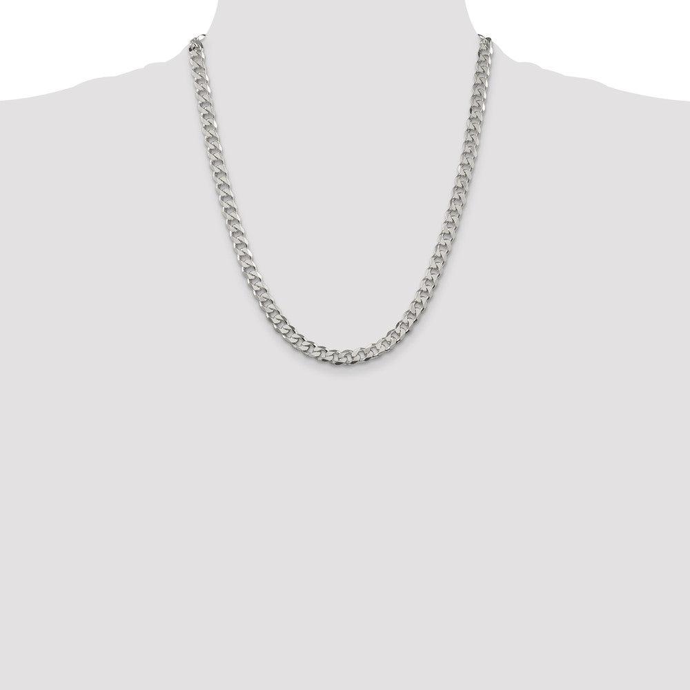 22 Inch Sterling Silver 7mm Pav Curb Chain Necklace