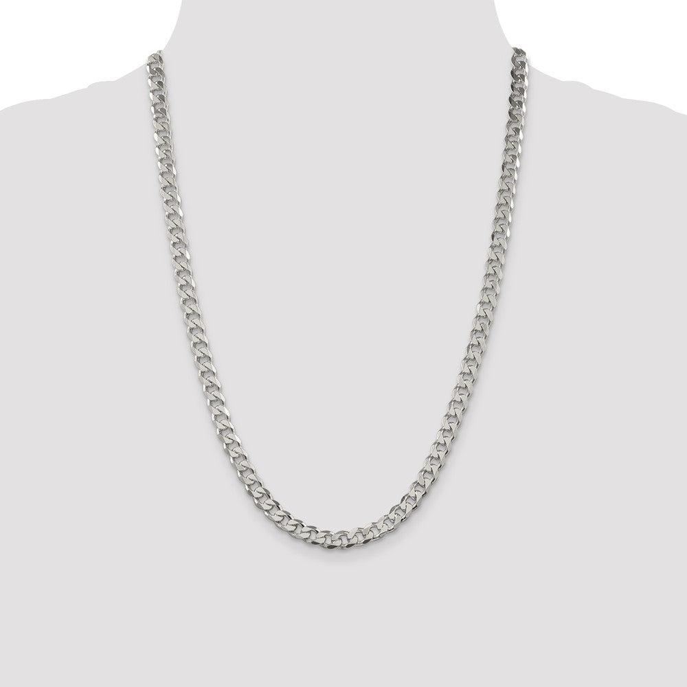 24 Inch Sterling Silver 7mm Pav Curb Chain Necklace