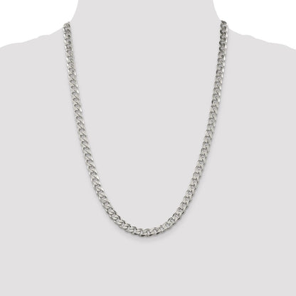 24 Inch Sterling Silver 7mm Pav Curb Chain Necklace