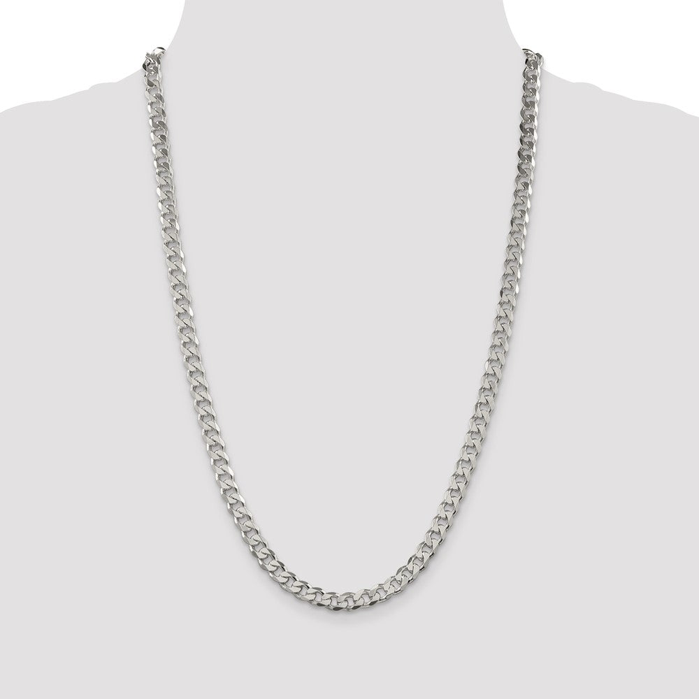 26 Inch Sterling Silver 7mm Pav Curb Chain Necklace