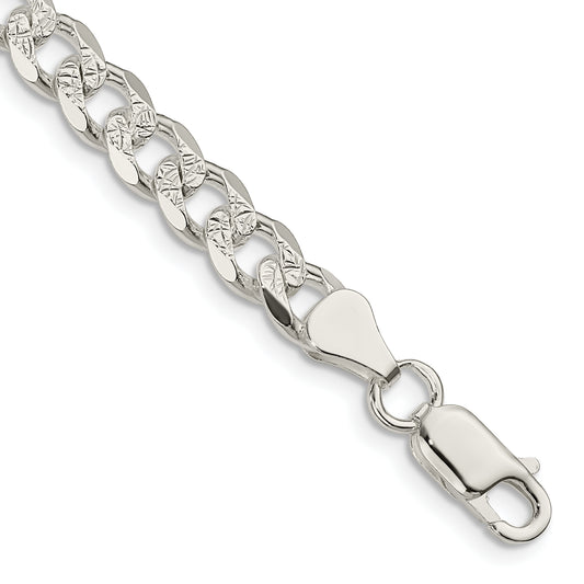 7 Inch Sterling Silver 7mm Pav Curb Chain