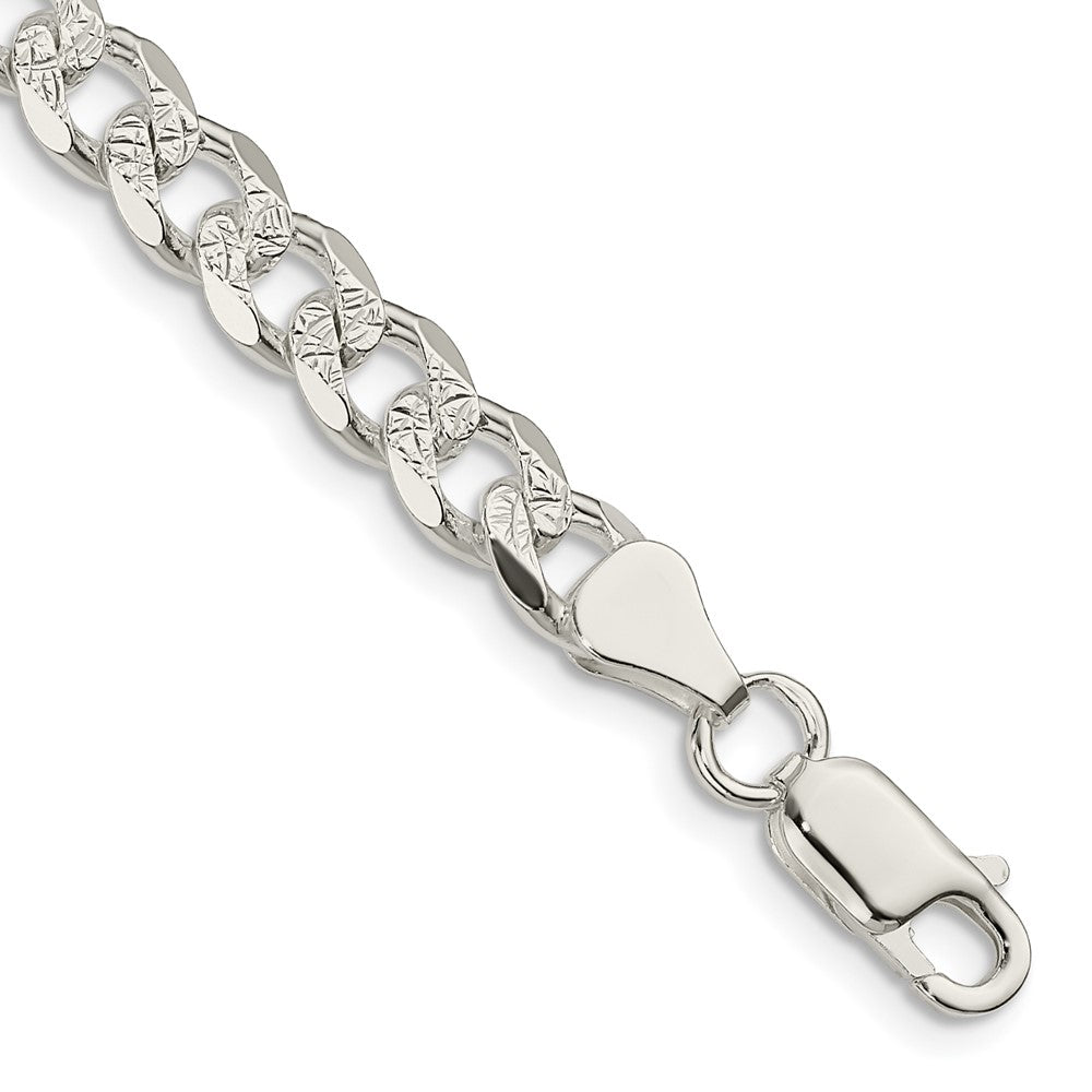 7 Inch Sterling Silver 7mm Pav Curb Chain Bracelet
