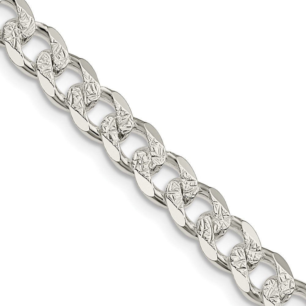 20 Inch Sterling Silver 7mm Pav Curb Chain Necklace