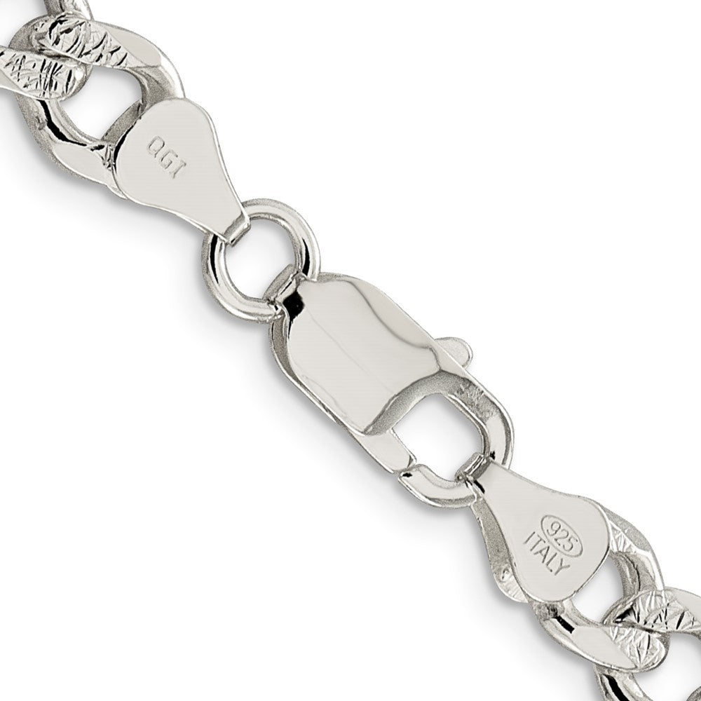 26 Inch Sterling Silver 7.5mm Pav Curb Chain Necklace
