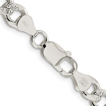 26 Inch Sterling Silver 7.5mm Pav Curb Chain Necklace