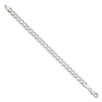 7 Inch Sterling Silver 7.5mm Pav Curb Chain Bracelet