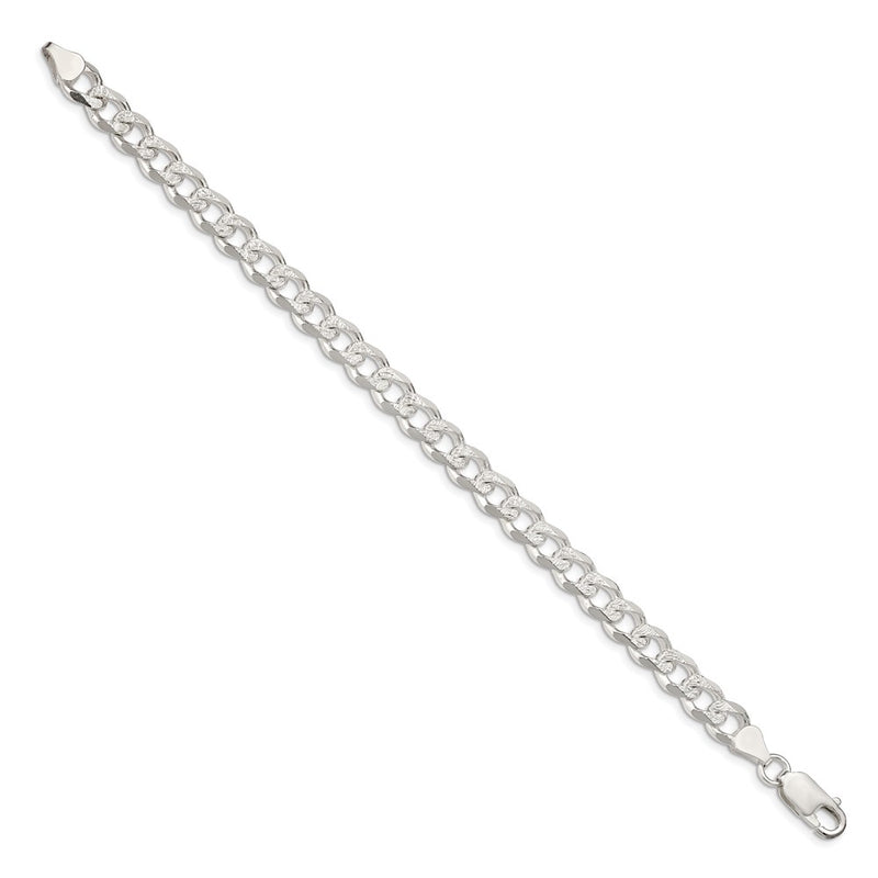 7 Inch Sterling Silver 7.5mm Pav Curb Chain Bracelet