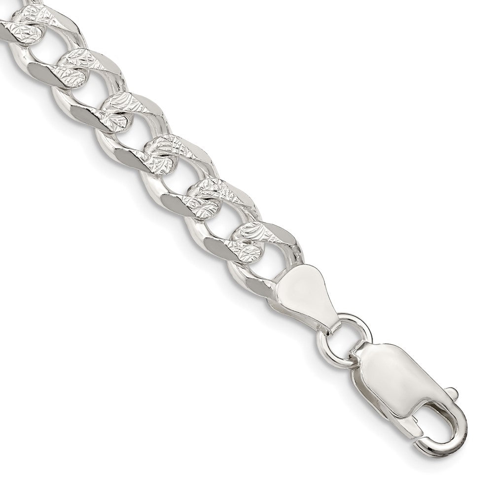 7 Inch Sterling Silver 7.5mm Pav Curb Chain Bracelet