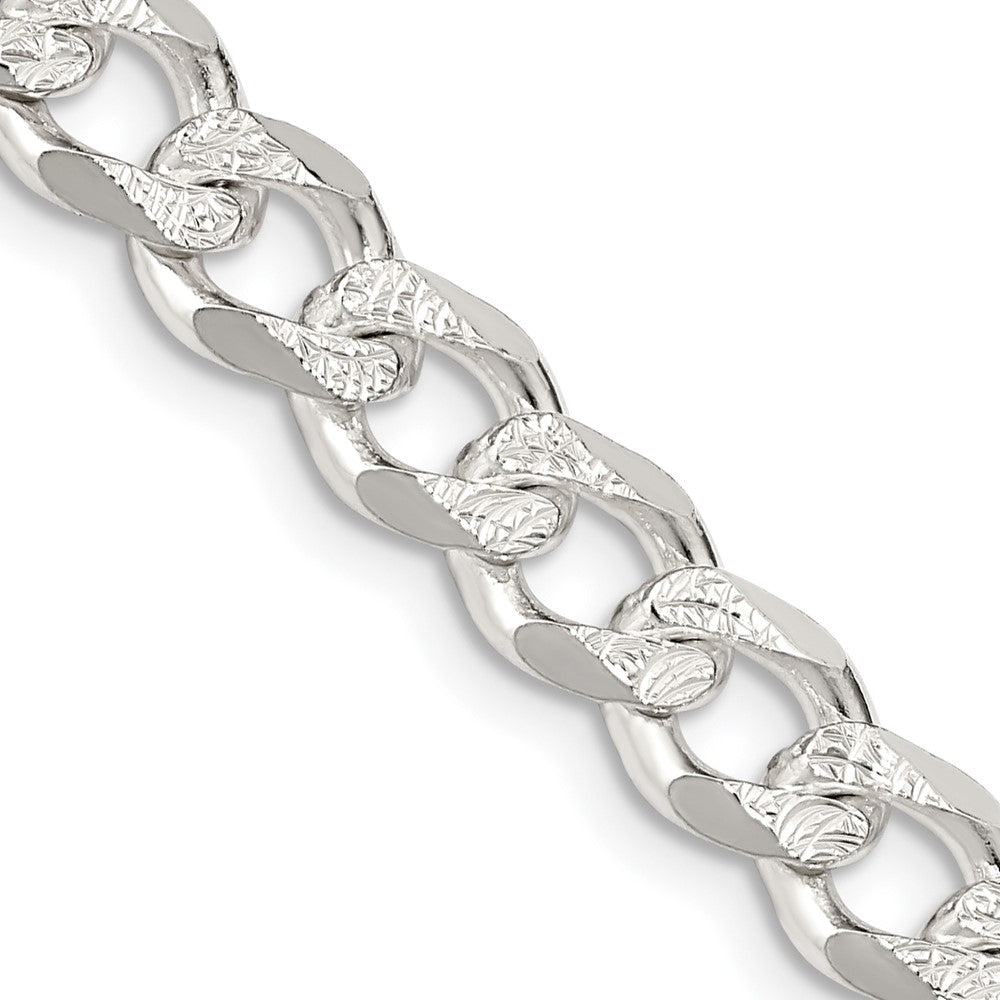 26 Inch Sterling Silver 7.5mm Pav Curb Chain Necklace