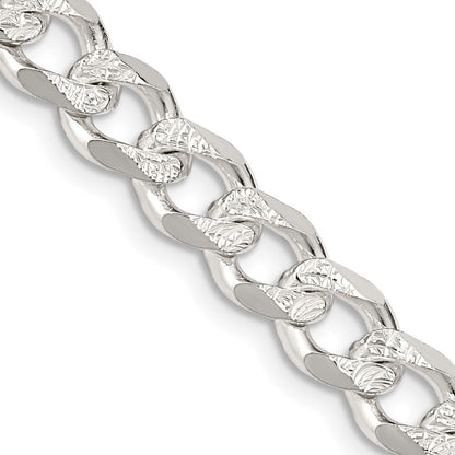 26 Inch Sterling Silver 7.5mm Pav Curb Chain Necklace