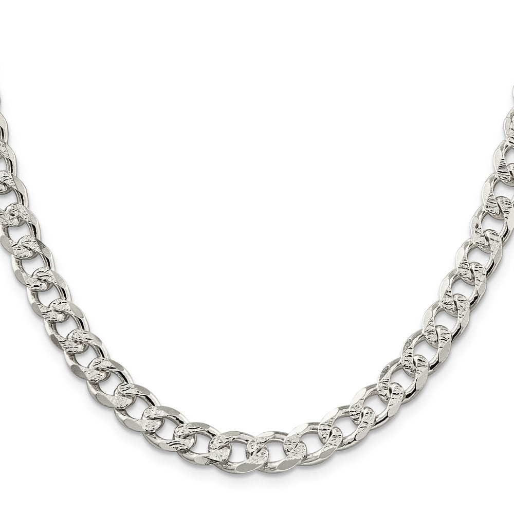 20 Inch Sterling Silver 8.3mm Pav Curb Chain Necklace