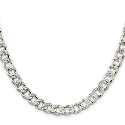 20 Inch Sterling Silver 8.3mm Pav Curb Chain Necklace