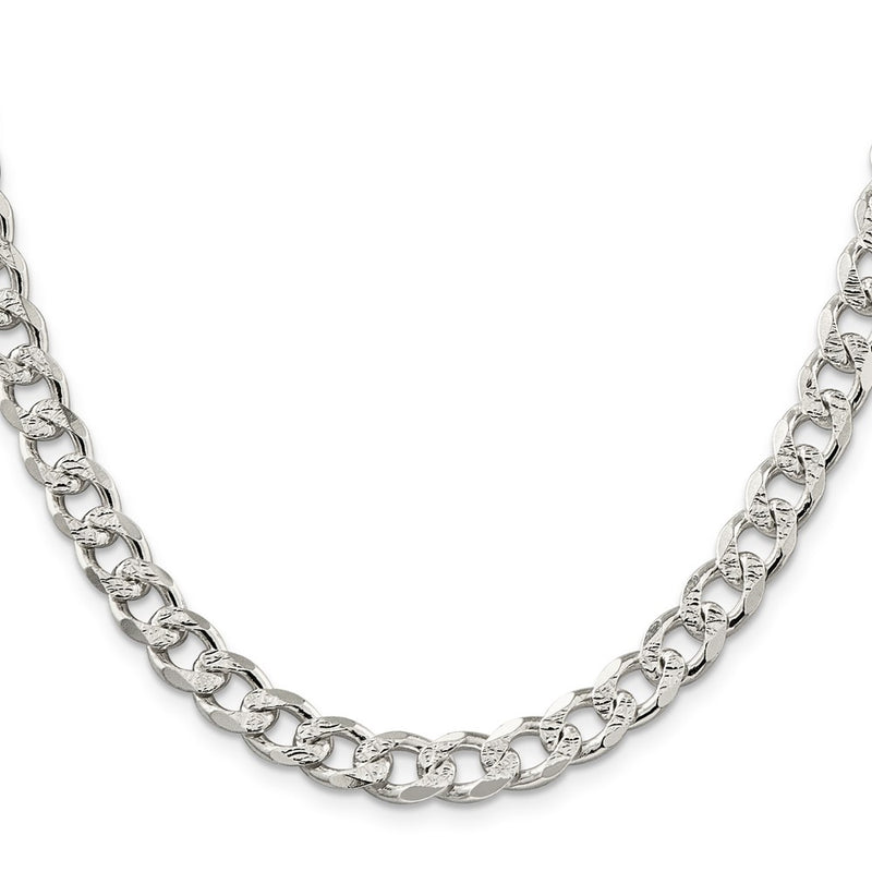 20 Inch Sterling Silver 8.3mm Pav Curb Chain Necklace