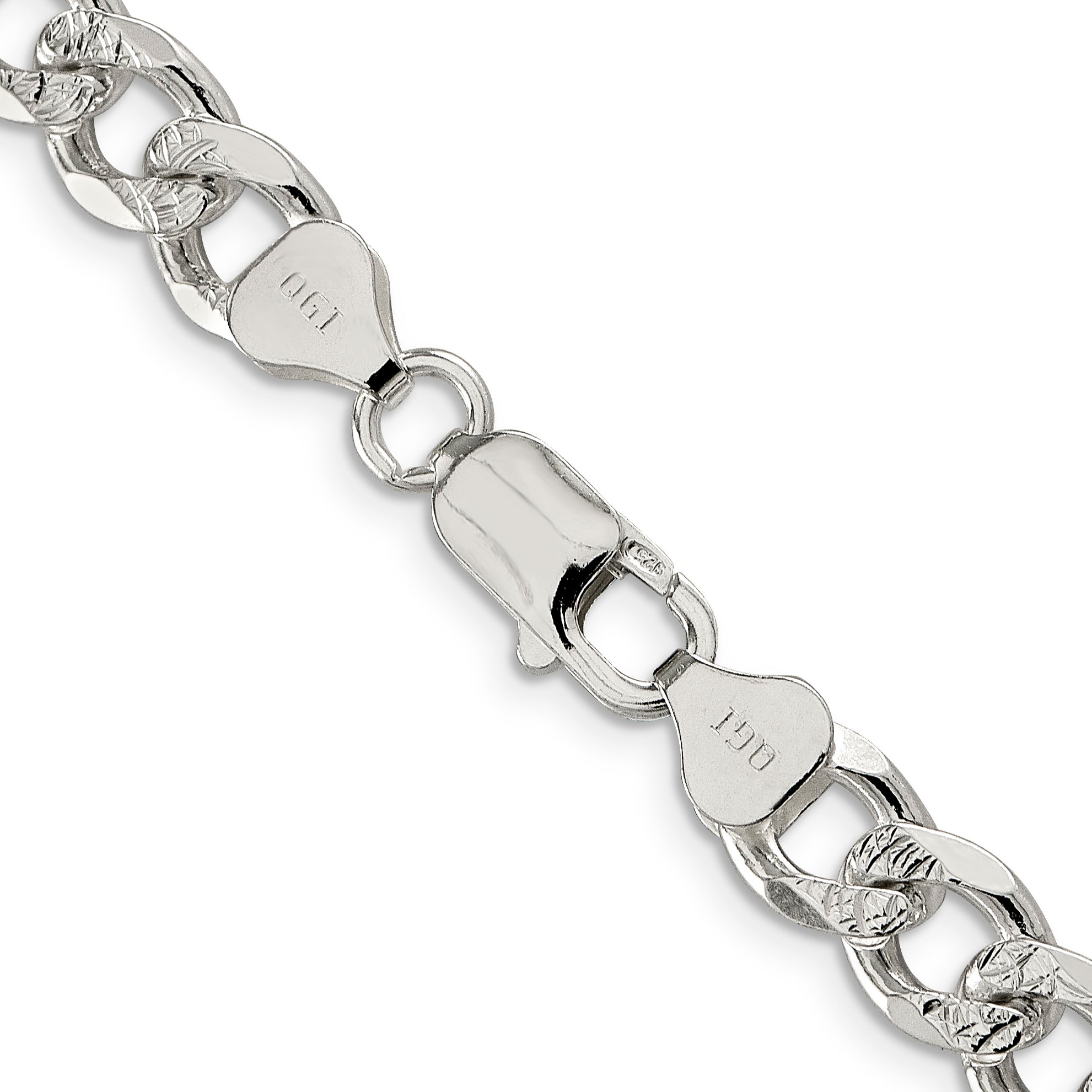 24 Inch Sterling Silver 8.3mm Pav Curb Chain Necklace