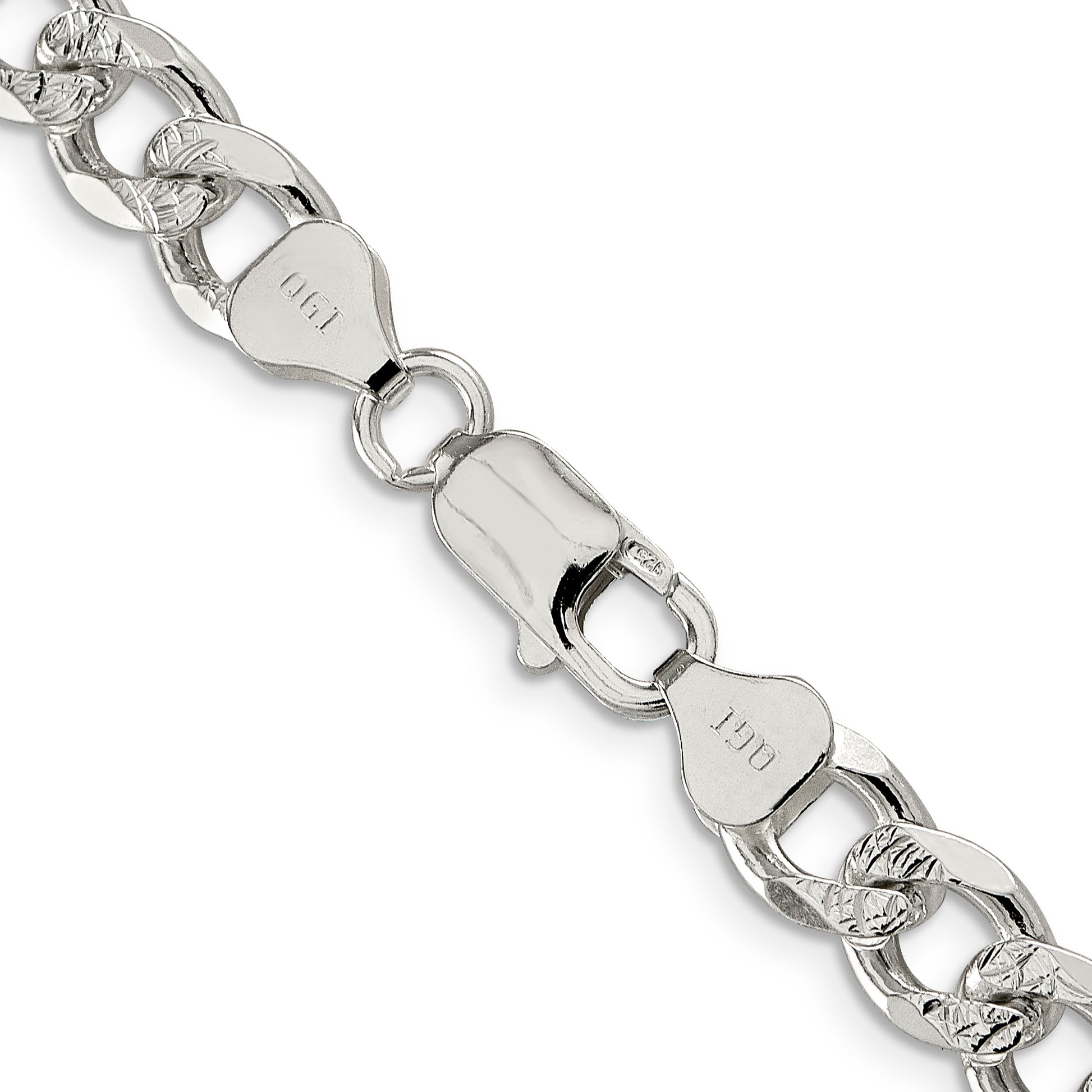 24 Inch Sterling Silver 8.3mm Pav Curb Chain Necklace