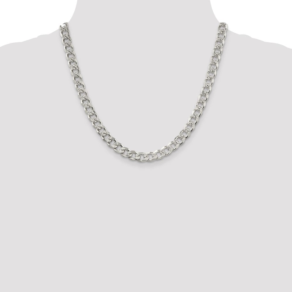 20 Inch Sterling Silver 8.3mm Pav Curb Chain Necklace