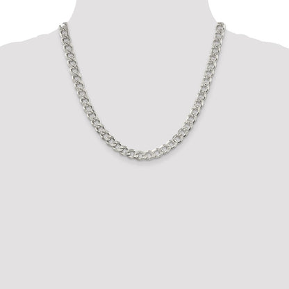 20 Inch Sterling Silver 8.3mm Pav Curb Chain Necklace