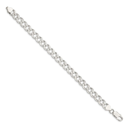 8 Inch Sterling Silver 8.3mm Pav Curb Chain Bracelet