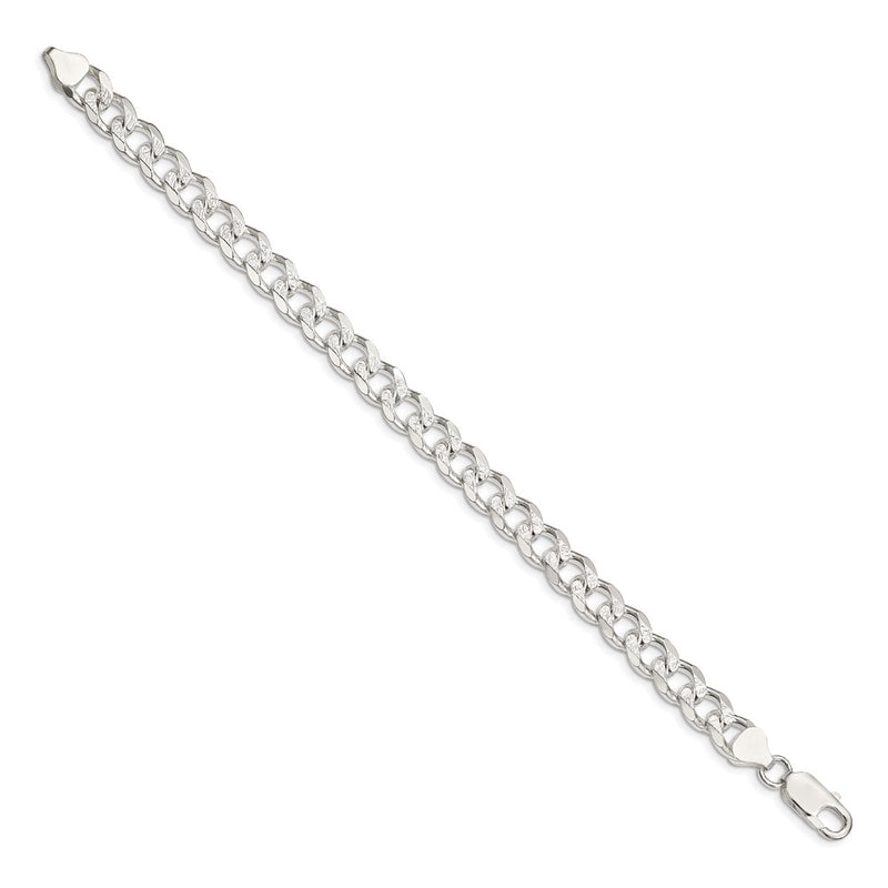 8 Inch Sterling Silver 8.3mm Pav Curb Chain Bracelet