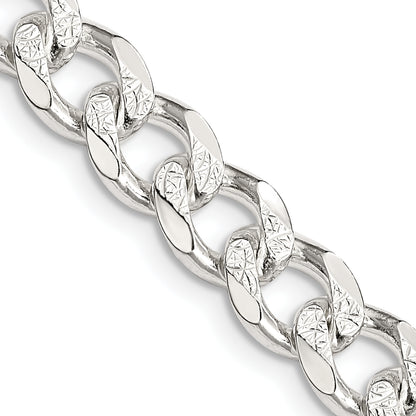 24 Inch Sterling Silver 8.3mm Pav Curb Chain Necklace