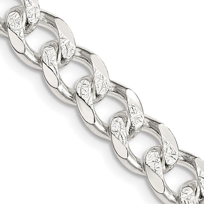 20 Inch Sterling Silver 8.3mm Pav Curb Chain Necklace